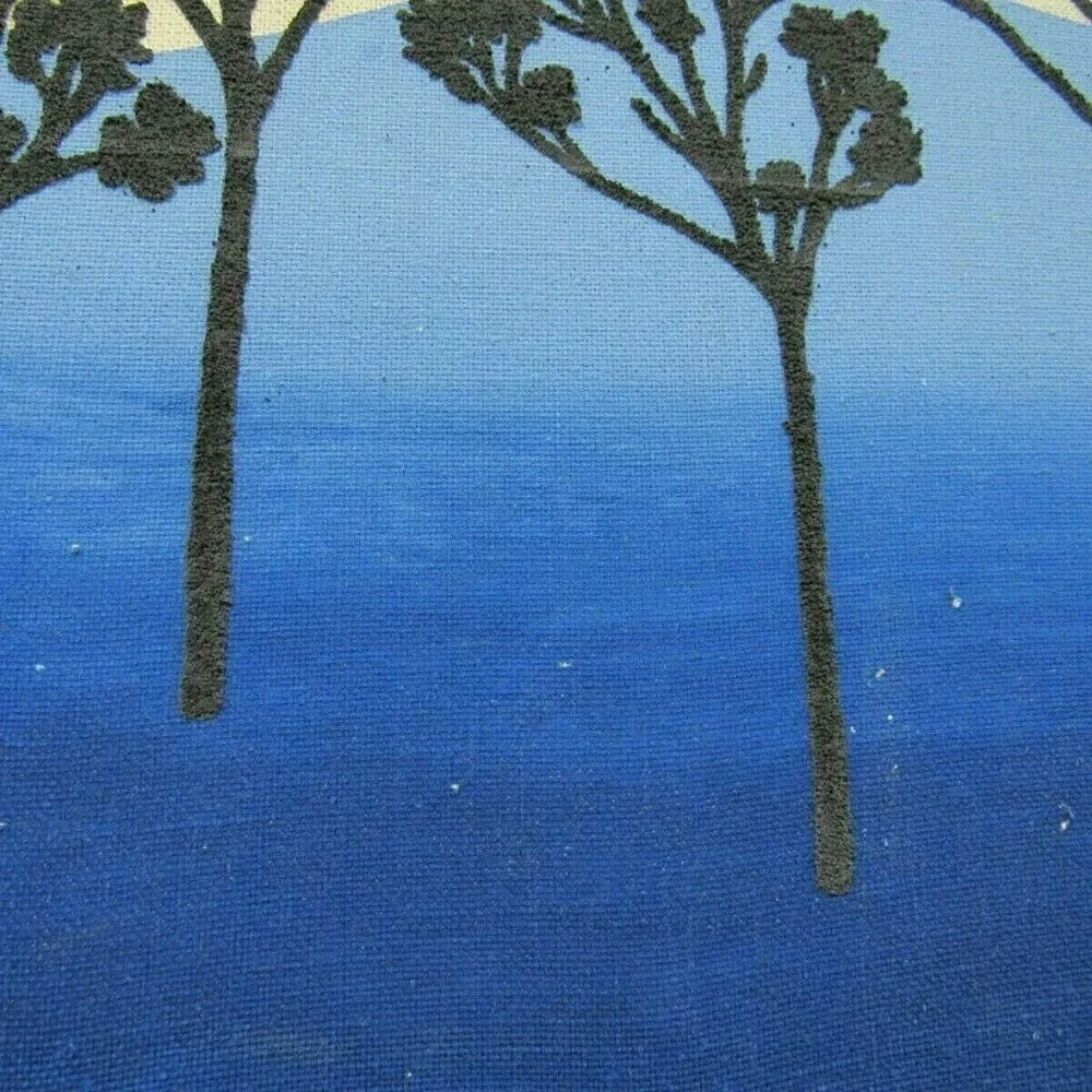 Landscape‎ Sunset Blue Monochromatic Flocked Trees